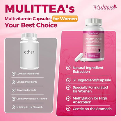 Multivitamin for Women - 18+ Daily Women Multivitamin w/Biotin 10000mcg, Vitamin A, C, D, E & More for Hair, Skin and Nails - Methylated B9,B12 for Energy & Focus -120 CT