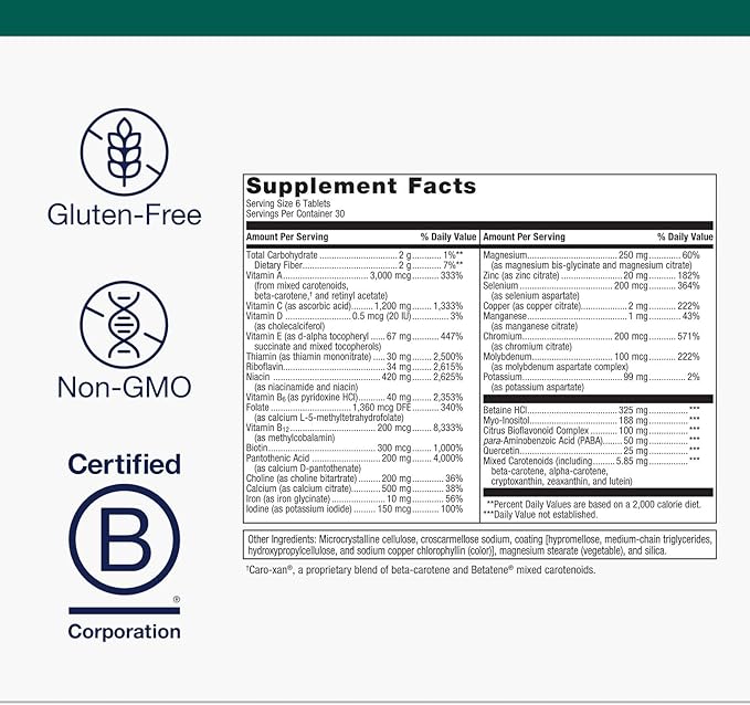 Metagenics Multigenics Multivitamin with Iron - Fast-Release Multivitamin & Multimineral Tablet - for Bone Health, Homocysteine Metabolism & Antioxidant Support* - Non-GMO & Gluten Free - 180 Tablets