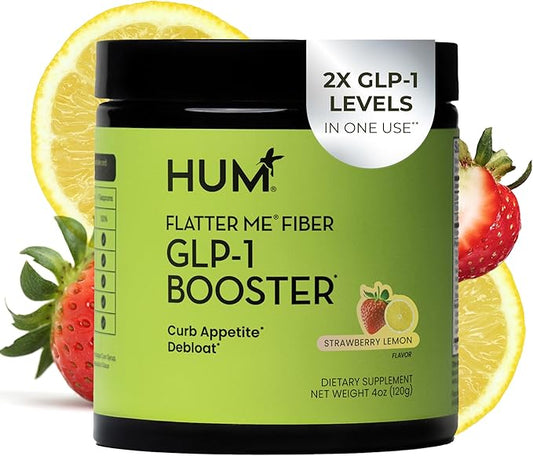 Flatter Me Fiber GLP-1 Booster – Fiber Supplement for Women & Men, Prebiotics & Enzymes for Weight Support, Reduce Bloating, Double GLP-1 Levels, Digestive & Gut Health (10 Servings)