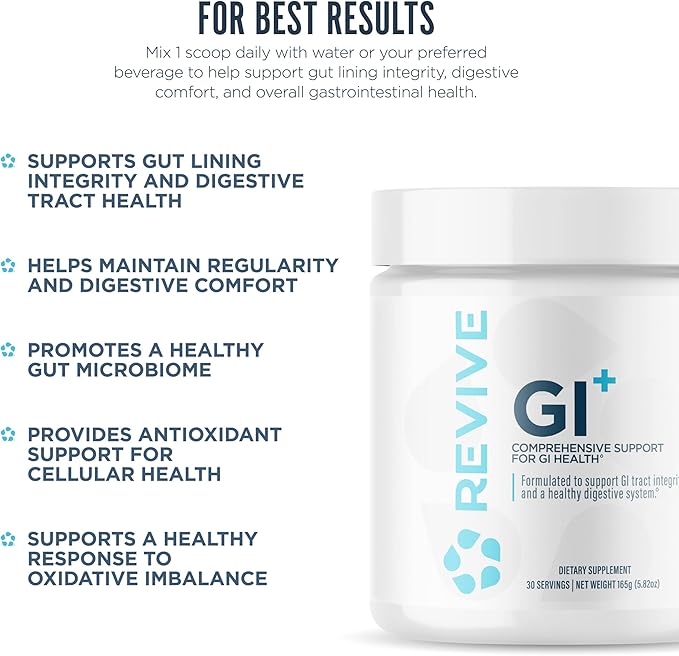 Revive MD Digestive Health Supplement, GI Plus (30 Servings) - Supports Gut Health for Women & Men - Promotes Regularity & Bowel Function - Gut Health Supplements Powder for Gut Lining - Gluten-Free