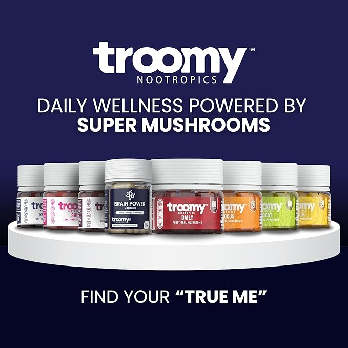 Troomy Brain Power - Focus and Memory Supplement for Brain | Citicoline, Lion's Mane, Cordyceps | Enhance Brain Function and Memory | - 60 Capsules