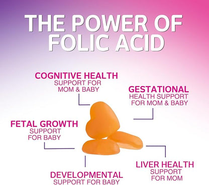 Prenatal Vitamins for Women Gummies, Folic Acid 1335mcg Pregnancy Vitamins for Fetal Support, Vitamin A, C, D3, B12, B6 & Folate, Prenatal Multivitamin Gummy for Pregnant & Nursing Women - 120 Gummies