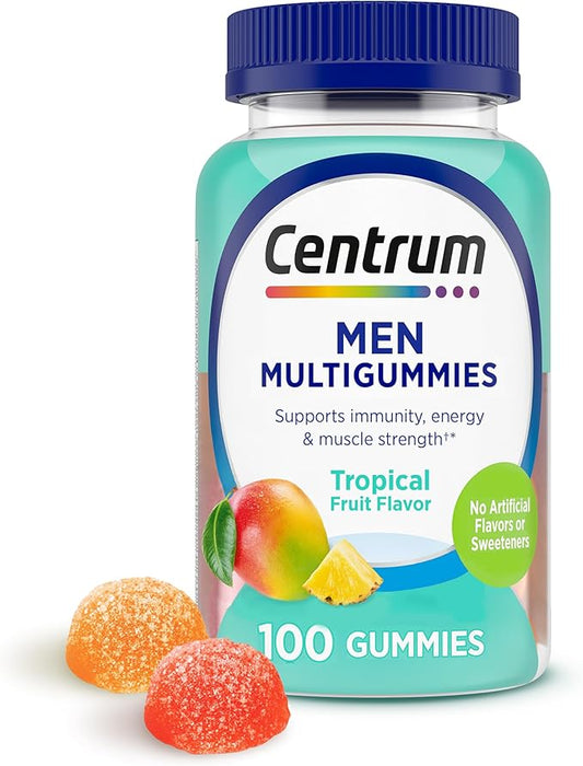 Centrum Men's Multivitamin Gummies, Immune, Energy, Healthy Appearance Support, 100 Count, 50 Day Supply