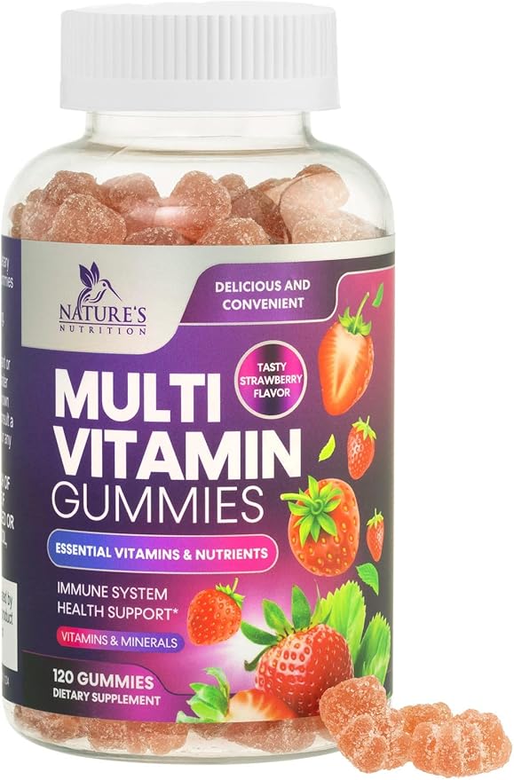 Multivitamin Gummies for Adults, Daily Gummy Vitamins & Minerals for Women & Men, Immune Support Gummy Multivitamins Supplement, Adult Multi VIT Vitamin with Vitamins A, C, D, B12, Zinc - 120 Gummies