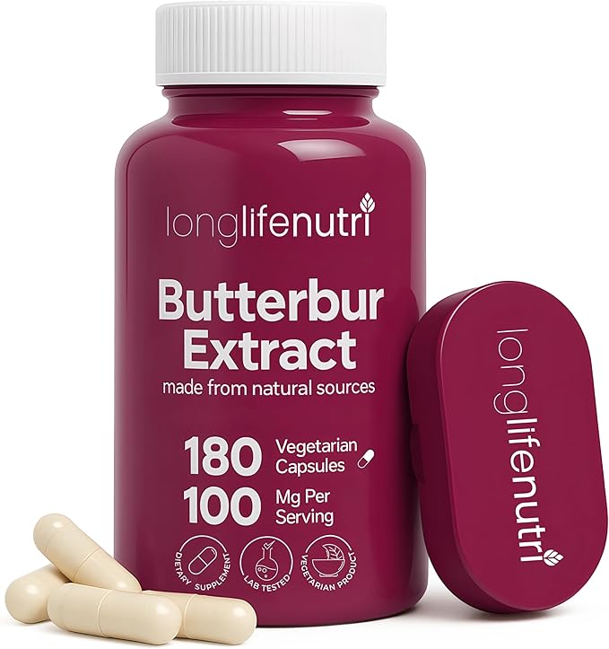 Butterbur Extract 100mg - Petasites Hybridus Root Extract, 180 Vegetarian Capsules, 6 Month Supply, Organic Supplement for Head Comfort & Neural Calm, GMP Certified, Made in USA