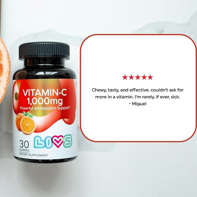 Vitamin C 1000mg Gummies for Kids & Adults | antioxidants & Immune Support Supplement | Hair, Skin and Nails Vitamins for Women & Men | Vegen & Free from GMO & Gluten - 1000mg VIT C/Dose - 30 ct