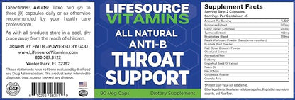LifeSourceVitamins Throat Support - Anti-B - 90 Caps - Proprietary Formula -LSV, 1 Count (Pack of 1)