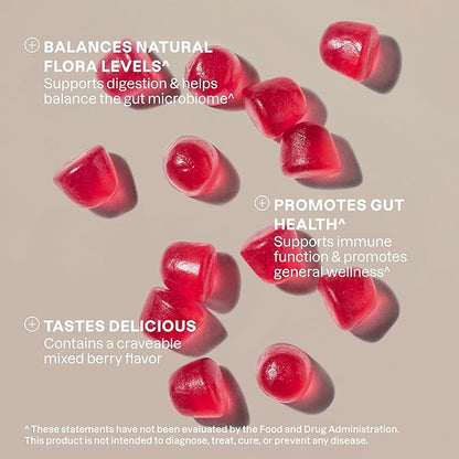 Cliganic Sugar-Free Probiotics Gummies for Men & Women (5 Billion CFU, 30-Day Supply) - Berry Flavor, Vegan, Non-GMO, Kosher, Gluten-Free, Promotes Digestive Health, Balances Gut Microbiome
