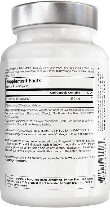 Amen Glutathione-SR+ Advanced Sustained-Release Supplement - 2-Month Supply - Reduced L-Glutathione - Galactomannans Fenugreek Seed - Time-Reduced Matrix - Non-GMO - 60 Capsules