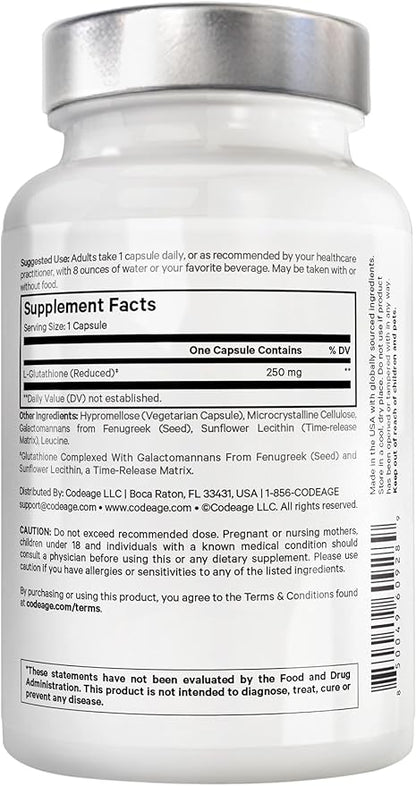 Amen Glutathione-SR+ Advanced Sustained-Release Supplement - 2-Month Supply - Reduced L-Glutathione - Galactomannans Fenugreek Seed - Time-Reduced Matrix - Non-GMO - 60 Capsules