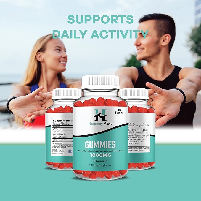 Harmony Wave Gummies HarmonyWave Maximum Strength Gummy Supplement, Harmony Waves Premium Multivitamin B12 Folic Acid Dietary Support Supplement, HarmonyWaves Advanced Formula Gummy (60 Gummies)