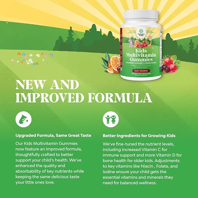 Plant Based Kids Multivitamin Gummies - Multivitamin for Kids Immunity Support Gummies with Vitamins A C D3 E B and Zinc Gelatin and Gluten Free Non-GMO Vitamins Gummy Formula 180ct