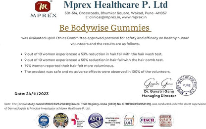 Be Bodywise Biotin Hair Growth Gummies for Women I Sugar Free I Hair Skin and Nails Vitamins I Biotin, Zinc, Folic Acid, Vitamin C, Keratin & Multivitamin I 100% Vegan, Gluten Free I 60 Day Pack