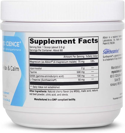 MYOXCIENCE Myo Relax & Calm | Myo-Inositol, L-Theanine, Taurine, Magnesium & GABA | Supports Sleep, Neurotransmitter & Hormone Support
