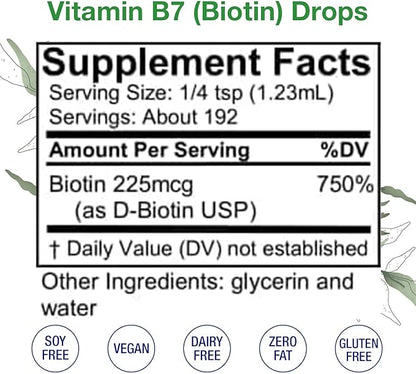 HoneyCombs Vitamin B7 (Biotin) Drops – Liquid Biotin Hair, Skin, Nails Supplement – Digestion & Hair Vitamins - Alcohol-Free, Non-GMO Vitamin Liquid for Healthy Hair, Skin and Nails, 8 Fl Oz.