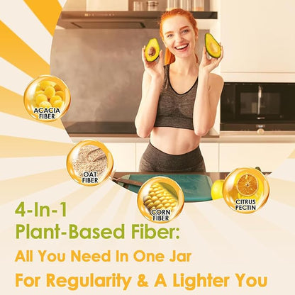 ZEBORA Fiber Supplement Powder, Soluble Prebiotic Fiber Powder Unflavored with Acacia for Digestive Health, Regularity and Hunger Control No Sugar Added, No Grit, Gluten Free, 70 Servings