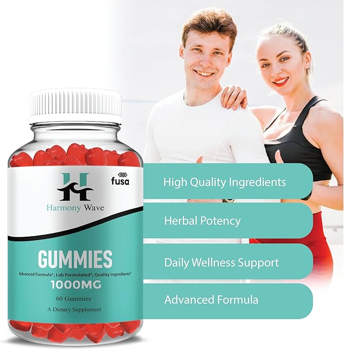 Harmony Wave Gummies HarmonyWave Maximum Strength Gummy Supplement, Harmony Waves Premium Multivitamin B12 Folic Acid Dietary Support Supplement, HarmonyWaves Advanced Formula Gummy (60 Gummies)