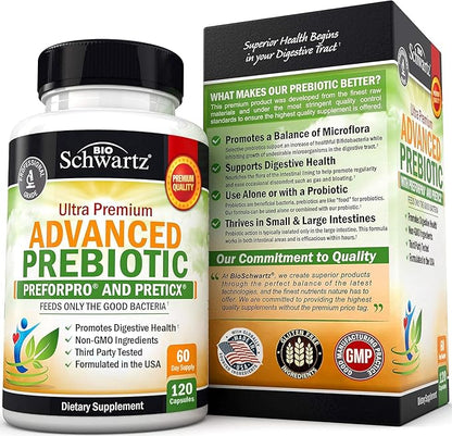 Advanced Prebiotics for Digestive Health - Fast Acting Gut Health Supplement with Clinically Validated Prebiotics for Women & Men for Healthy Gut Flora Bloating & Immune Support - 2 Month Supply