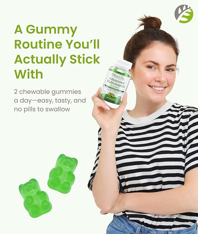 BariSlim Advanced Bariatric Multivitamin Gummies - Specially Formulated Bariatric Vitamins for Patients After Weight Loss Surgery - Supports Energy & Immune Health | Kiwi (90 Vegan Gummies)
