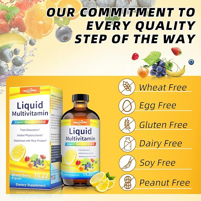 Nutritious Liquid Multivitamin for Women：Liquid Multi Vitamin with Amino Acids Zinc Selenium Mixed Fruit Flavor - Convenient Daily Nutrient Supplement
