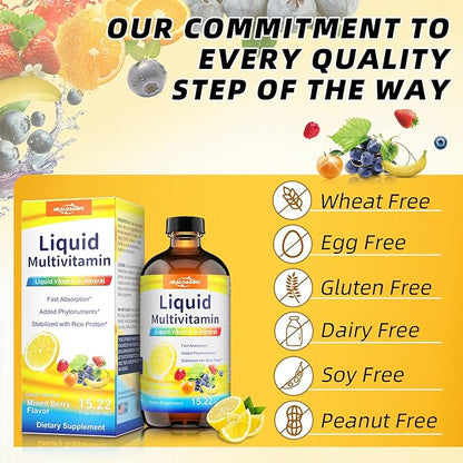 Nutritious Liquid Multivitamin for Women：Liquid Multi Vitamin with Amino Acids Zinc Selenium Mixed Fruit Flavor - Convenient Daily Nutrient Supplement