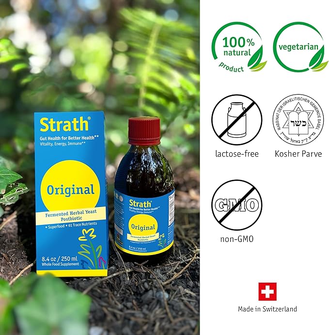 Strath Nutritional Yeast Liquid Syrup 8.4 Oz - Vegetarian, Lactose Free, Artificial Additive Free - Digestive Support, Nutrient Absorption - Unflavored Daily Supplement - Prebiotic and Postbiotic