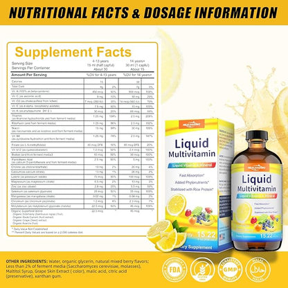 Nutritious Liquid Multivitamin for Women：Liquid Multi Vitamin with Amino Acids Zinc Selenium Mixed Fruit Flavor - Convenient Daily Nutrient Supplement