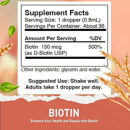 HoneyCombs Vitamin B7 (Biotin) Drops – Liquid Biotin Hair, Skin, Nails Supplement – Digestion & Hair Vitamins - Alcohol-Free, Non-GMO Vitamin Liquid for Healthy Hair, Skin and Nails, 1 Fl Oz.