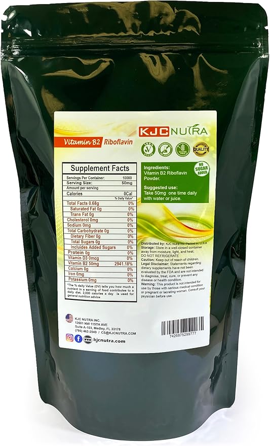 Vitamin B2 Powder 500 g (17.6 oz) RIBOFLAVIN