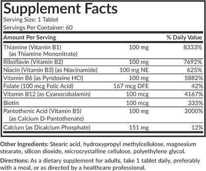 Futurebiotics Super B 100 Sustained Release Vitamin B Complex Non-GMO, 60 Vegetarian Tablets
