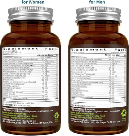 Igennus Methylated Multivitamin for Men & Women 2-Pack, All-Day Nutrient Delivery, Pure & Clean, Methylfolate & Methylcobalamin, High Strength MTHFR Supplement, Non-GMO & Halal, 30 Day Supply