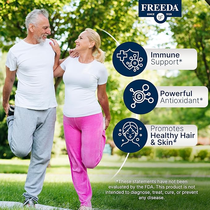 FREEDA Buffered Vitamin C Powder (Calcium Ascorbate) – Non-Acidic, Stomach-Friendly Vitamin C for Sensitive Individuals – Vegan, Kosher, Sugar-Free Immune Support – 5 oz