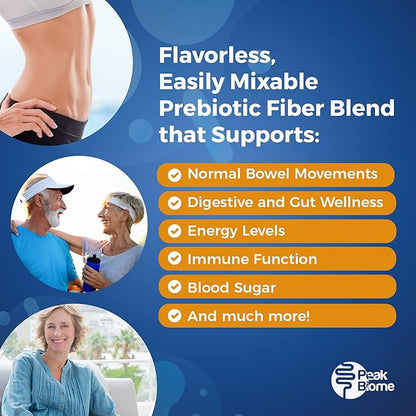Peak BioBoost - Prebiotic Fiber Supplement - Flavorless Digestive Nutritional Supplements - Easy to Dissolve Prebiotic Powder - No Gluten, Soy or Dairy - 1 Month Supply - 30 Servings