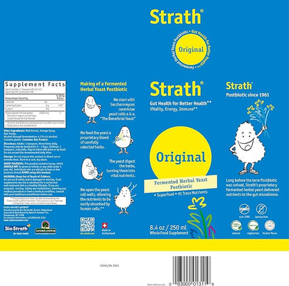 Strath Nutritional Yeast Liquid Syrup 8.4 Oz - Vegetarian, Lactose Free, Artificial Additive Free - Digestive Support, Nutrient Absorption - Unflavored Daily Supplement - Prebiotic and Postbiotic