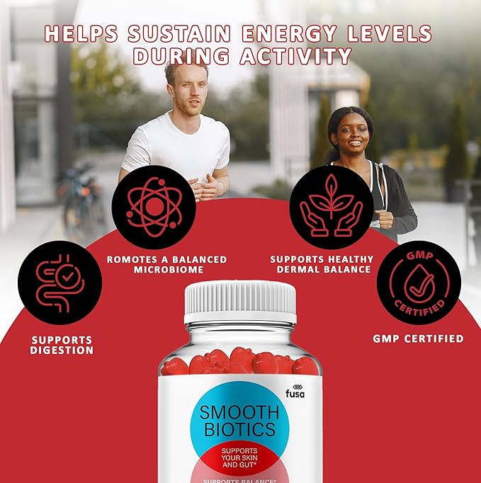 (3 Pack) SmoothBiotics Skin & Gut Support Gummy Formula, SmoothBiotics Overall Health & Wellness Vitamin B12 B6 Folic Acid Support Supplement, SmoothBiotics Advanced Supplement Formula (180 Gummies)