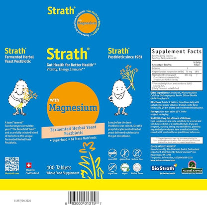 Strath with Magnesium Herbal Yeast Postbiotic 100 Tablets | Supports Immune Function | Promotes Wellness | Non GMO | Gluten Free | Sugar Free | Vegan | Kosher