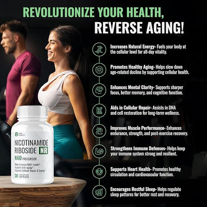 NAD Supplement | New Nicotinamide Riboside NAD+ & NR (Flush Free) | NMN Alternative | Boost Natural NAD for Anti-Aging Effects, Longevity & Cognitive Function – 30 Day Supply