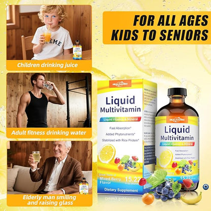 Nutritious Liquid Multivitamin for Women：Liquid Multi Vitamin with Amino Acids Zinc Selenium Mixed Fruit Flavor - Convenient Daily Nutrient Supplement