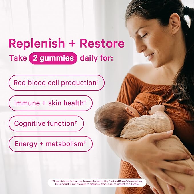 Pink Stork Total Postnatal Vitamin Gummies - Multivitamin for Postpartum Recovery and Lactation Support - Folic Acid, B6, & Vitamin C - Breastfeeding Essentials - 60 Gummy Vitamins