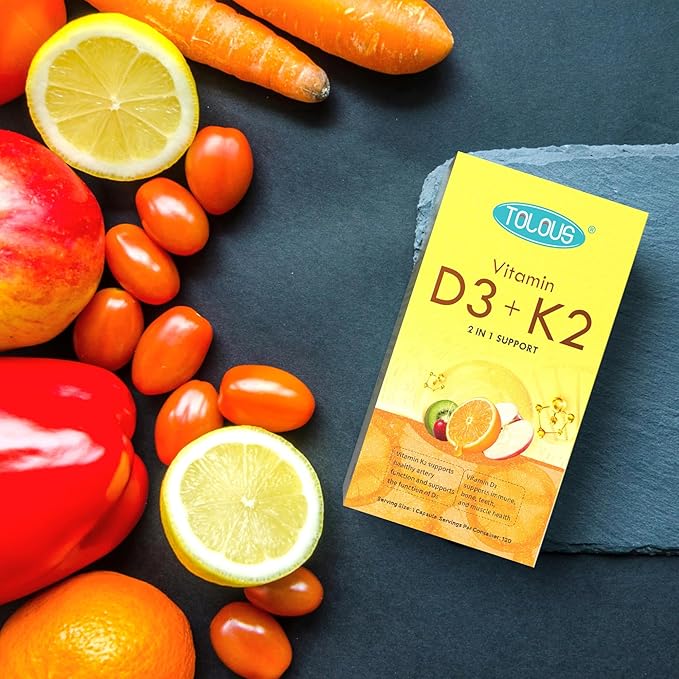 Vitamin D3+K2, D3 5000 IU with K2 MK-7 125 mcg, 120 Count, Gluten Free, 120 Day Supply