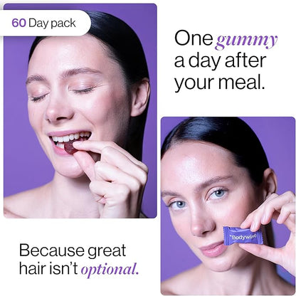 Be Bodywise Biotin Hair Growth Gummies for Women I Sugar Free I Hair Skin and Nails Vitamins I Biotin, Zinc, Folic Acid, Vitamin C, Keratin & Multivitamin I 100% Vegan, Gluten Free I 60 Day Pack