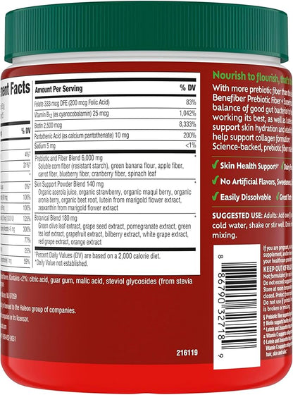 Benefiber Prebiotic Fiber + Superfruits Dietary Supplement, Strawberry Dragon Fruit Flavor, 8.8 oz (250g), 25 Day Supply