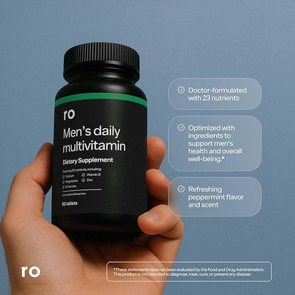 Ro Daily Multivitamin for Men | Supports Physical Activity, Brain + Heart Health, and Immune System with 23 Key Nutrients Including Calcium, Magnesium, and Zinc | 30-Day Supply (60 Tablets)