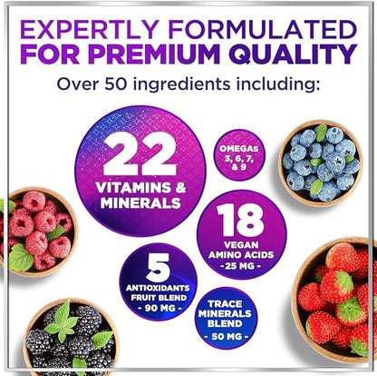 Multivitamin for Women, Men & Kids - Sugar Free & Vegan, Multi Vitamin Liquid & Multimineral, Vitamins A, C, D3, E, B6, B12 & Zinc, Women's Multivitamin & Immune Support, Berry Flavor - 15 Fl Oz