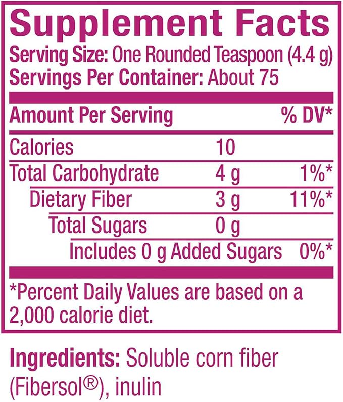 Metamucil Fiber Supplement, Unflavored Clear Mixing Powder, No Grit, No Sugar Added, Plant Based Prebiotic Fiber Supplement Blend for Daily Digestive Health, 75 teaspoons