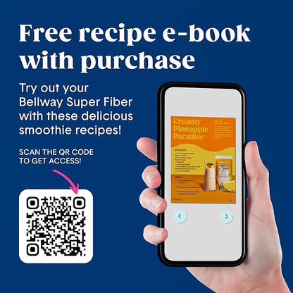 Bellway Super Fiber Powder + Fruit, Sugar Free Organic Psyllium Husk Powder Fiber Supplement for Regularity, Bloating Relief & Digestive Health, Plant-Based, Mixed Berry (50 Servings)