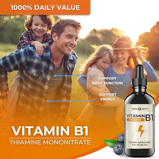 Vitamin B1 Thiamine Mononitrate - Liquid Drops Supplement (2 FL OZ)