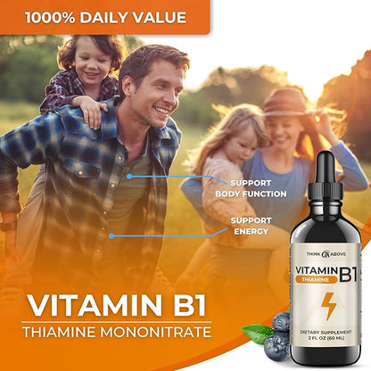 Vitamin B1 Thiamine Mononitrate - Liquid Drops Supplement (2 FL OZ)