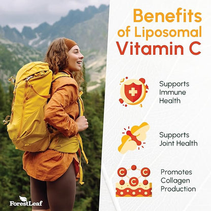 ForestLeaf Liposomal Vitamin C 1000mg Capsules | High Dose Vitamin C Liposomal Supplement w Coconut Oil Fatty Acids | Fast Absorption | Immune Support, Antioxidant, Collagen Production | 120 Vegan Cap