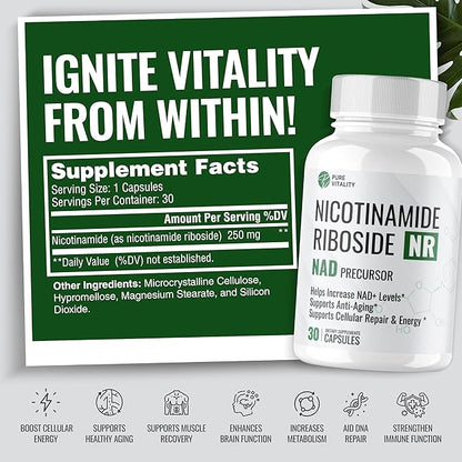 NAD Supplement | New Nicotinamide Riboside NAD+ & NR (Flush Free) | NMN Alternative | Boost Natural NAD for Anti-Aging Effects, Longevity & Cognitive Function – 30 Day Supply
